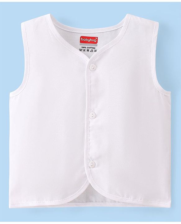 Babyhug 100% Cotton Woven Sleeveless Front Open Jhablas Solid Colour Pack Of 3 - Multicolor