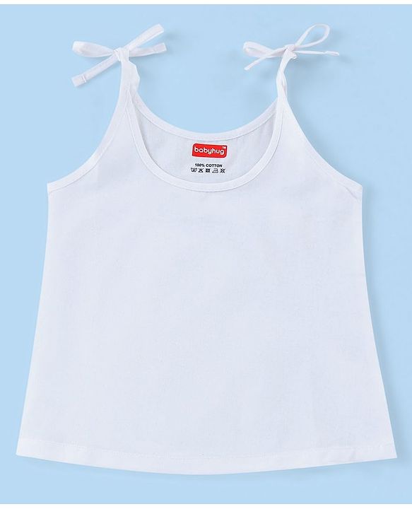 Babyhug 100% Cotton Woven Sleeveless Solid Color Tie Knot Vest Pack of 5 - White