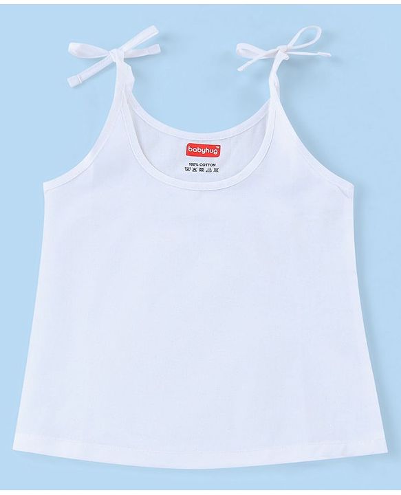 Babyhug 100% Cotton Woven Sleeveless Solid Color Tie Knot Vest Pack of 5 - White