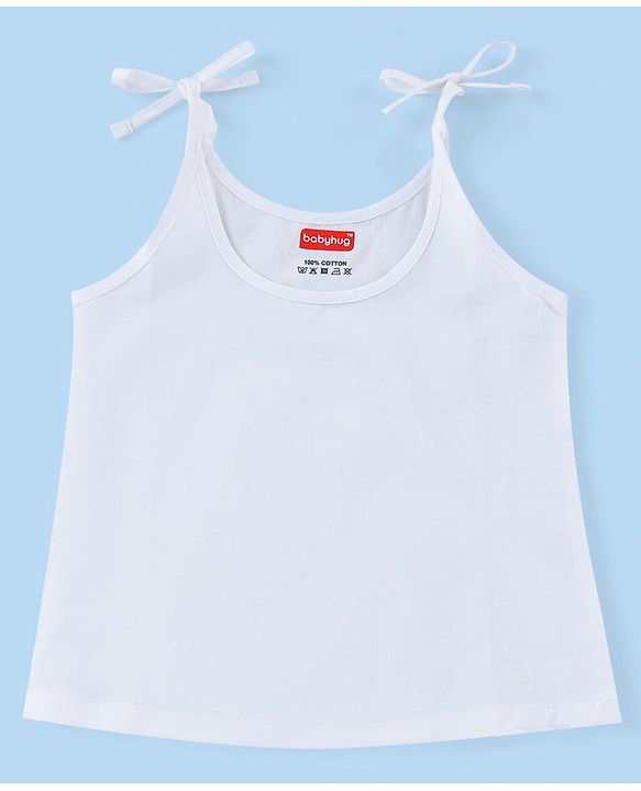 Babyhug 100% Cotton Woven Sleeveless Solid Color Tie Knot Vest Pack of 5 - White