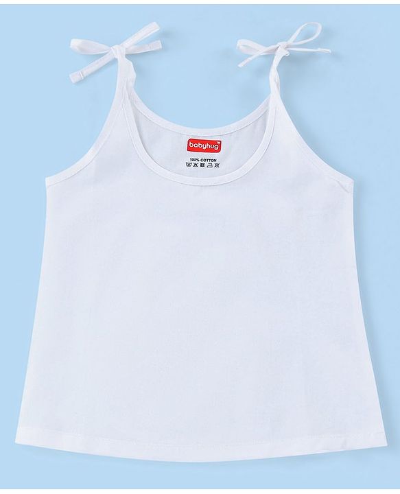 Babyhug 100% Cotton Woven Sleeveless Solid Color Tie Knot Vest Pack of 5 - White