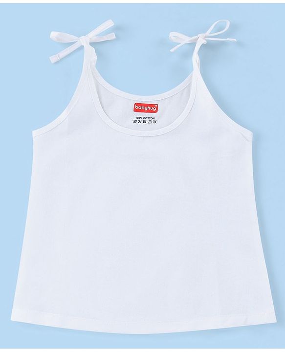 Babyhug 100% Cotton Woven Sleeveless Solid Color Tie Knot Vest Pack of 5 - White