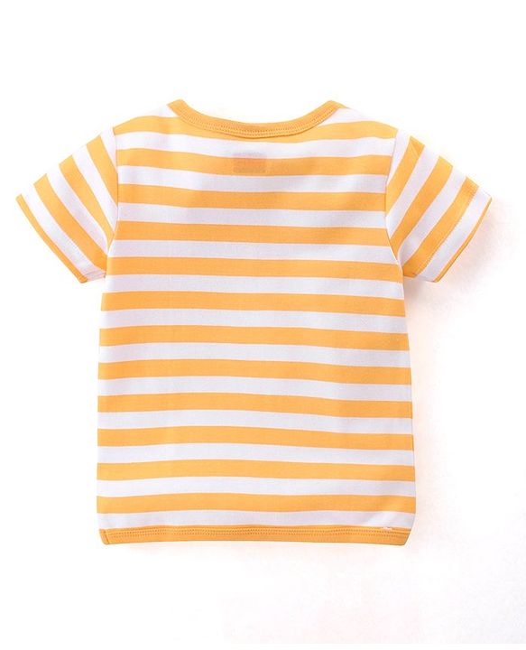 Babyhug 100% Cotton Half Sleeves Front Open Striped Vests Pack of 3 - Multicolor