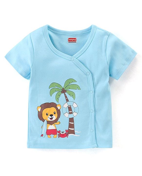 Babyhug 100% Cotton Half Sleeves Front Open Striped Vests Pack of 3 - Multicolor