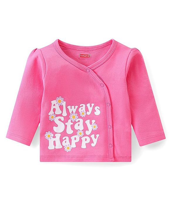 Babyhug 100% Cotton Knit Full Sleeves Checks & Floral Printed Front Open Vests Pack of 2 - Purple & Pink