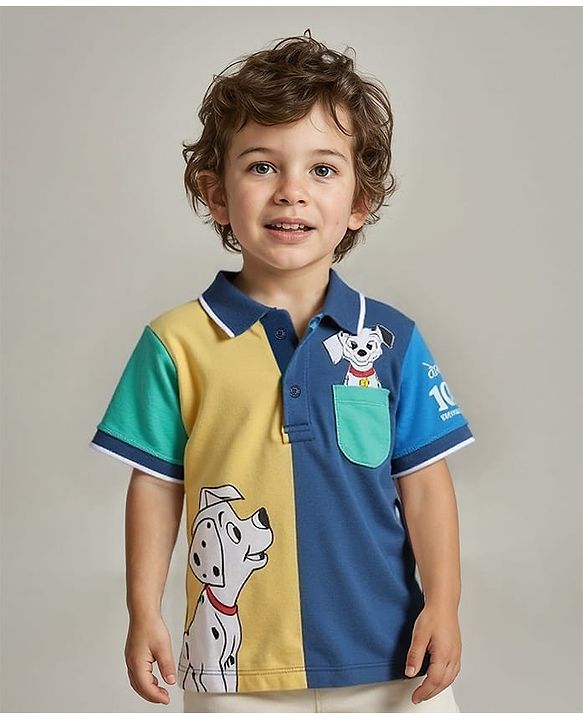Babyhug Marvel Single Jersey Knit Half Sleeves Polo T-Shirt & Denim Shorts Set With Avengers Print - White & Blue main image 0