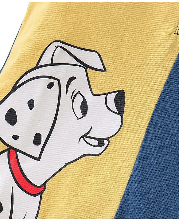 Babyhug Disney Cotton Knit Half Sleeves Polo T-Shirt  with 101 Dalmatians Graphics - Blue & Yellow