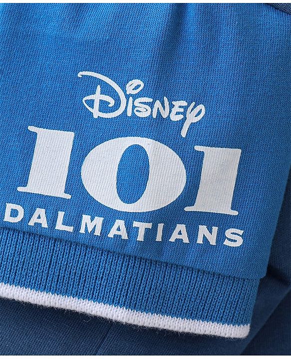 Babyhug Disney Cotton Knit Half Sleeves Polo T-Shirt  with 101 Dalmatians Graphics - Blue & Yellow