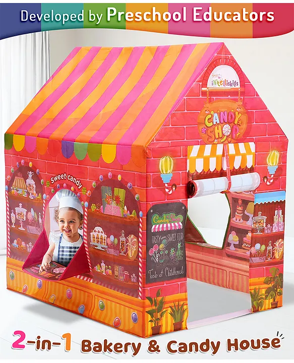 Intelliskills 2-in-1 Bakery Candy House Themed Foldable Hut Size