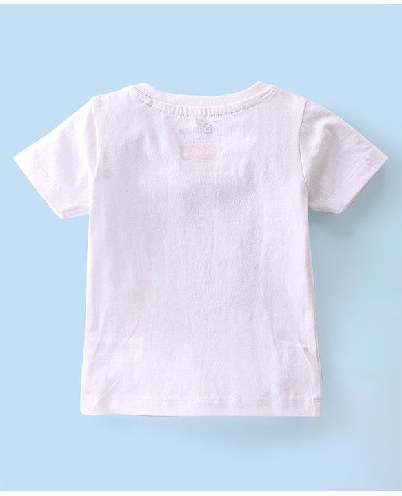 Babyhug Disney Cotton Knit Half Sleeves T-Shirt & Dungaree Set Mickey Mouse Print - White & Navy Blue