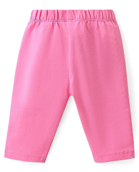 Babyhug Cotton  Lycra Knit Three Fourth Leggings  Floral Print Pack of 3 -Pink Purple & Yellow