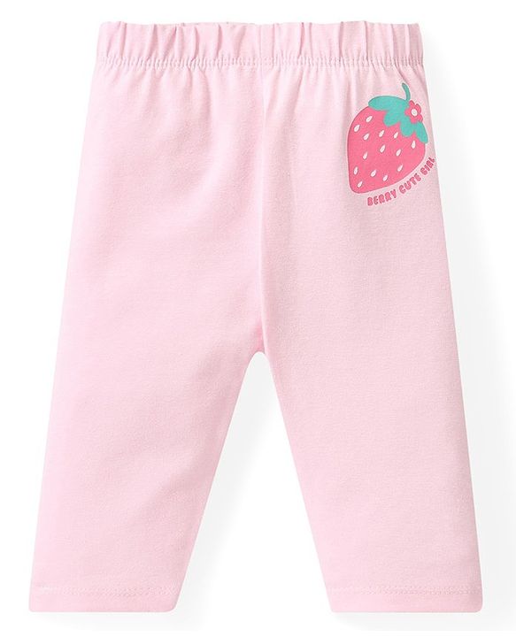 Babyhug Cotton Lycra Three Fourth Leggings Fruits & Floral Print Pack of 3 - Multicolour