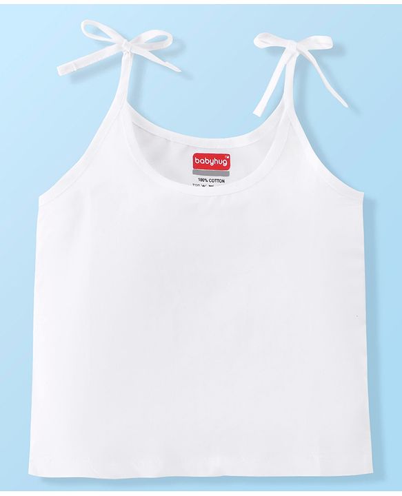 Babyhug 100% Cotton Woven Sleeveless Solid Color Tie Knot Vest Pack of 5 - White