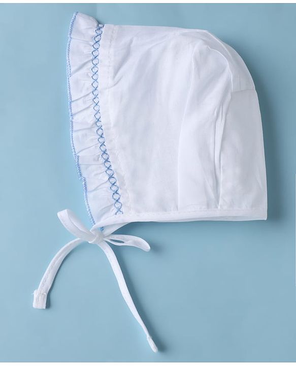 Babyhug 100% Cotton Caps Pack of 3- White