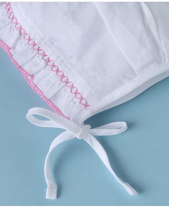 Babyhug 100% Cotton Caps Pack of 3- White