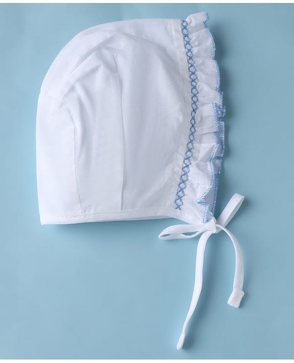 Babyhug 100% Cotton Caps Pack of 3- White