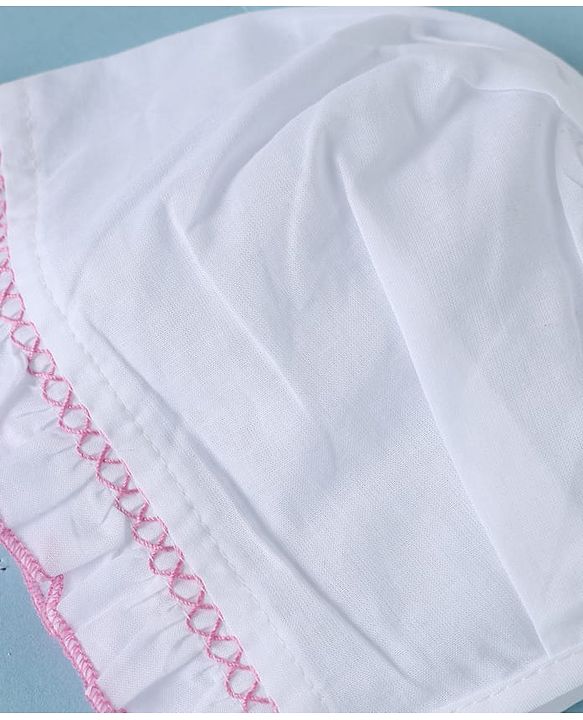 Babyhug 100% Cotton Caps Pack of 3- White