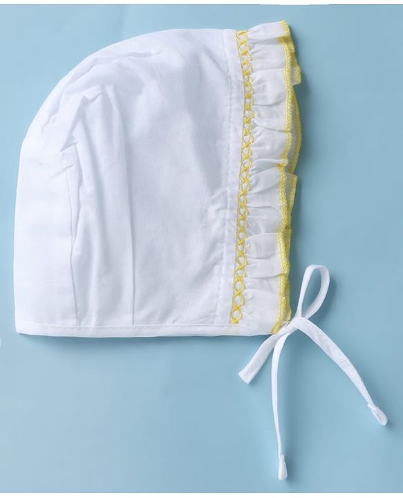 Babyhug 100% Cotton Caps Pack of 3- White
