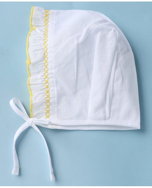 Babyhug 100% Cotton Caps Pack of 3- White