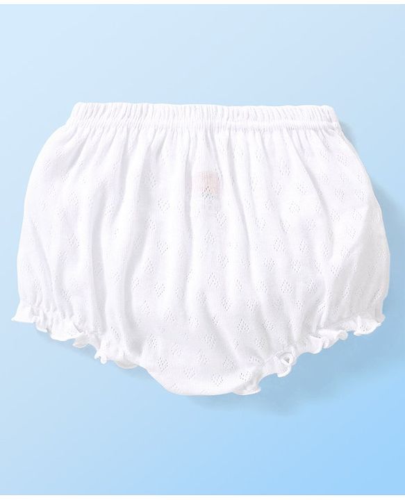 Babyhug 100% Cotton Premium Pointelle Fabric Solid Bloomers Pack of 3 - White