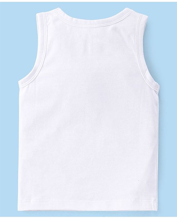 Babyhug 100% Organic Cotton Knit Sleeveless Solid Color Sandos Pack of 3 - White