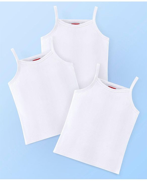 Babyhug 100%  Organic Cotton Knit Sleeveless   Slips Solid Colour  Pack of 3 - White
