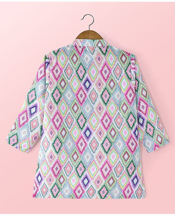 Babyhug Cambric Full Sleeves Printed Kurta Pyjama Set - Multicolor