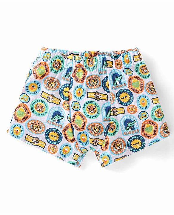 Babyhug 100% Cotton Antibacterial Trunks Crocodile Print Pack of 3 - Orange & Blue