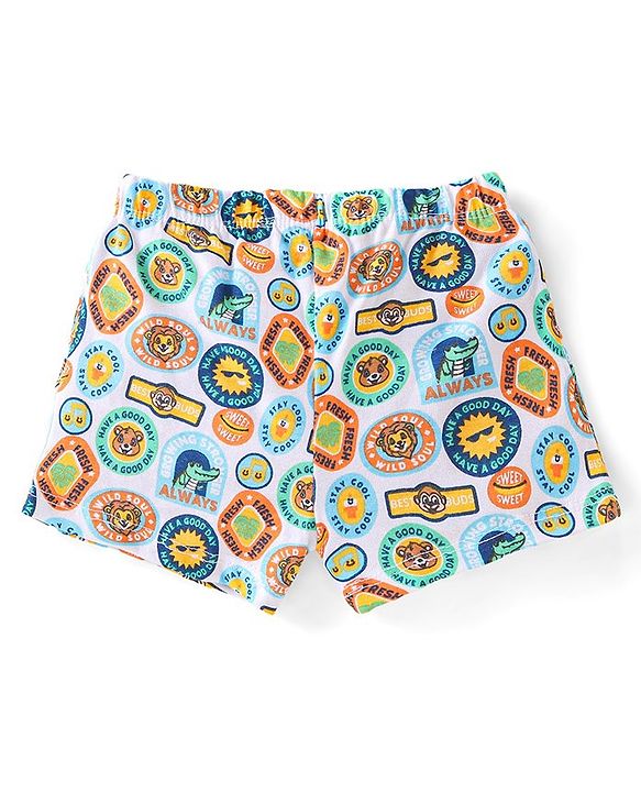 Babyhug 100% Cotton Antibacterial Trunks Crocodile Print Pack of 3 - Orange & Blue