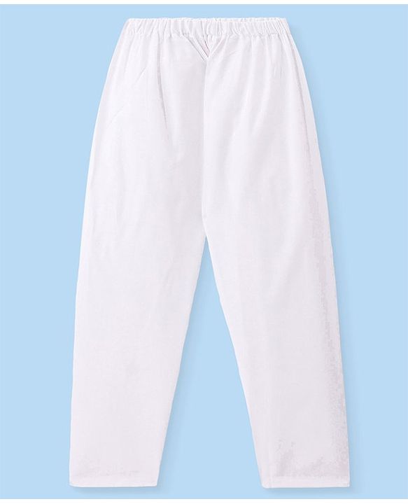 Babyhug Cambric Woven Full Sleeves Vertical Striped Kurta With Pyjama Set - White