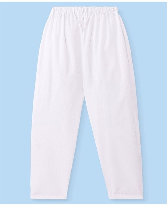 Babyhug Cambric Woven Full Sleeves Vertical Striped Kurta With Pyjama Set - White