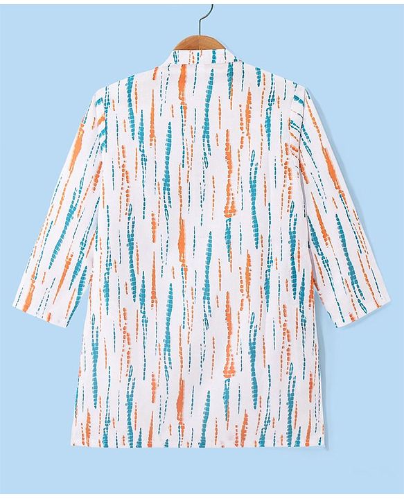 Babyhug Cambric Woven Full Sleeves Vertical Striped Kurta With Pyjama Set - White