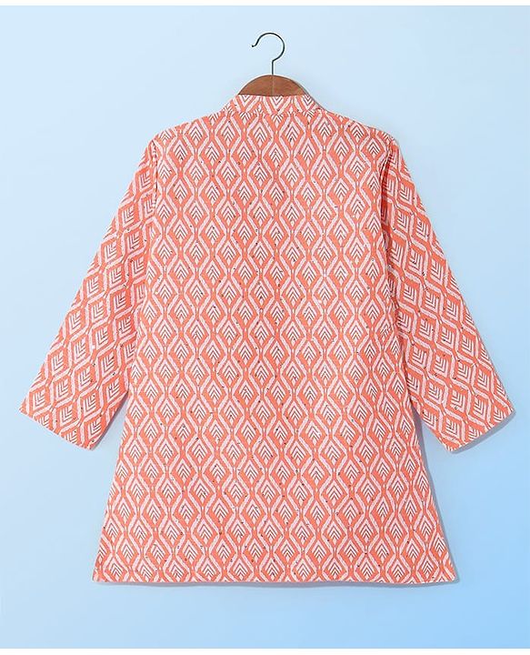 Babyhug Camrbic Sequenced Embroidered Full Sleeves Printed Kurta with Pyjama - Peach