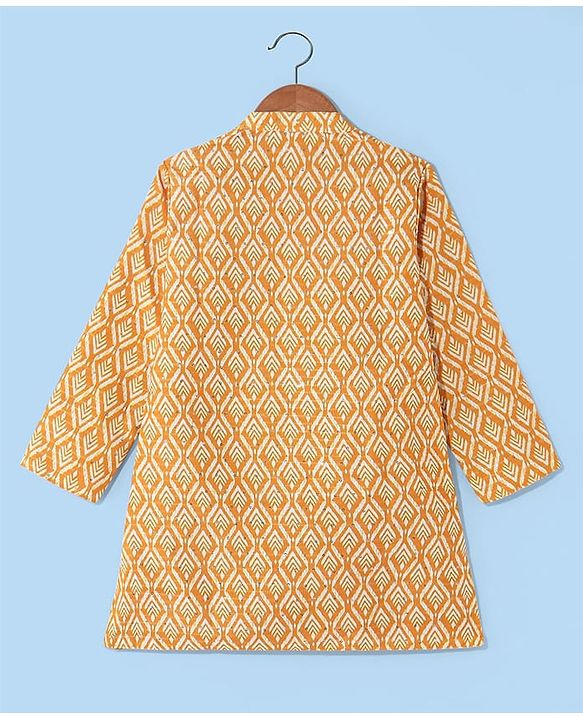 Babyhug Camrbic Sequenced Embroidered Full Sleeves Printed Kurta with Pyjama - Yellow