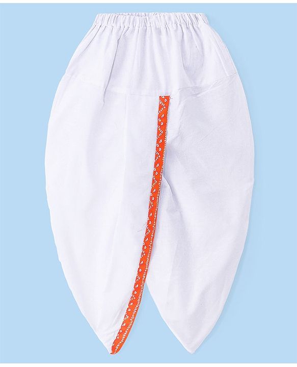 Babyhug Cambric Woven Full Sleeves Bandhani Printed Kurta With Dhoti Set - Orange & White