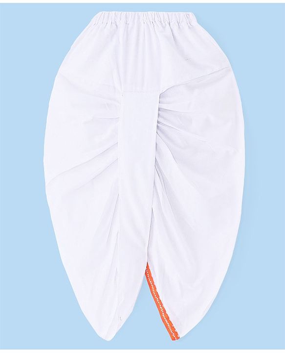 Babyhug Cambric Woven Full Sleeves Bandhani Printed Kurta With Dhoti Set - Orange & White