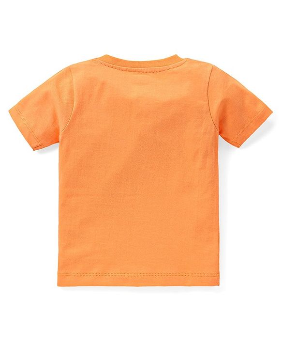 Babyhug Cotton Knit Half Sleeves Bunny Printed Night Suit - Orange & Blue