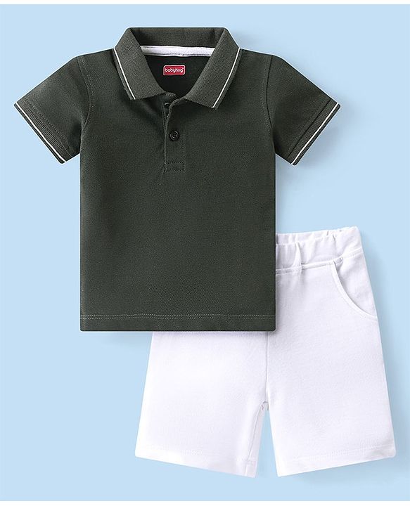 Babyhug Tshirt and Bottomwear Boy Half sleeves Front-Buttons