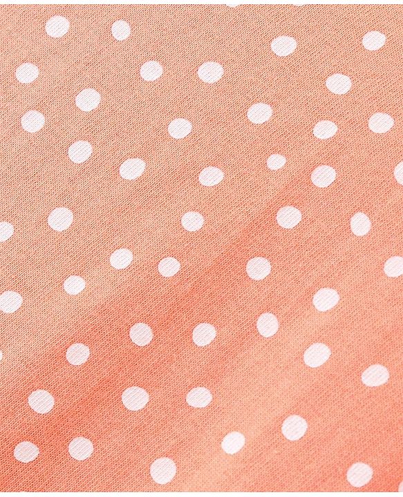 Babyhug Cotton Knit Single Jersey Frill Sleeves Nighty With Polka Dots Print - Peach