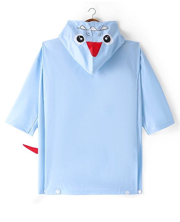 Babyhug Full Sleeves Below Knee Length Raincoat Dino Print - Blue