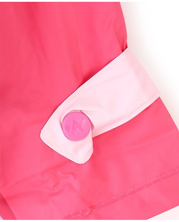Babyhug Full Sleeves Below Knee Length Hooded Raincoat Snail Print - Pink