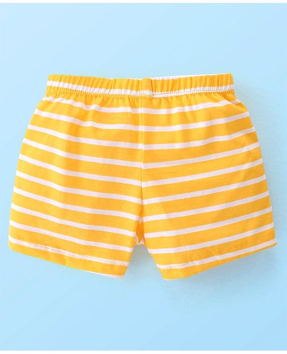 Babyhug 100% Cotton Knit Striped & Trunk Print Pack of 3 - Multicolour