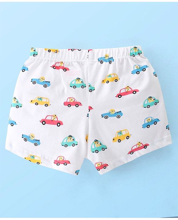 Babyhug 100% Cotton Knit Striped & Trunk Print Pack of 3 - Multicolour