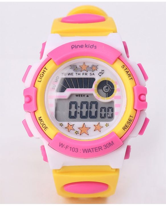Pine Kids Free Size Digital Watch - Yellow