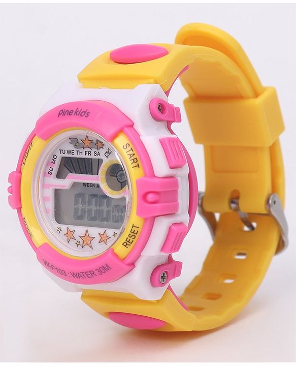Pine Kids Free Size Digital Watch - Yellow