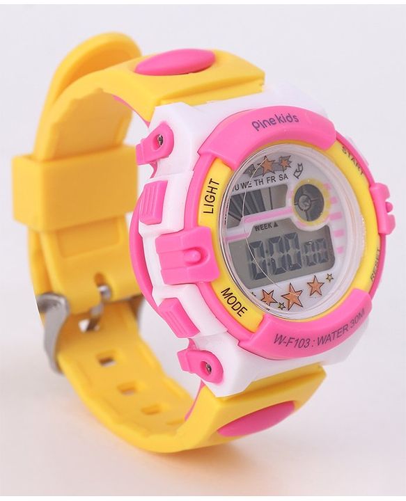 Pine Kids Free Size Digital Watch - Yellow