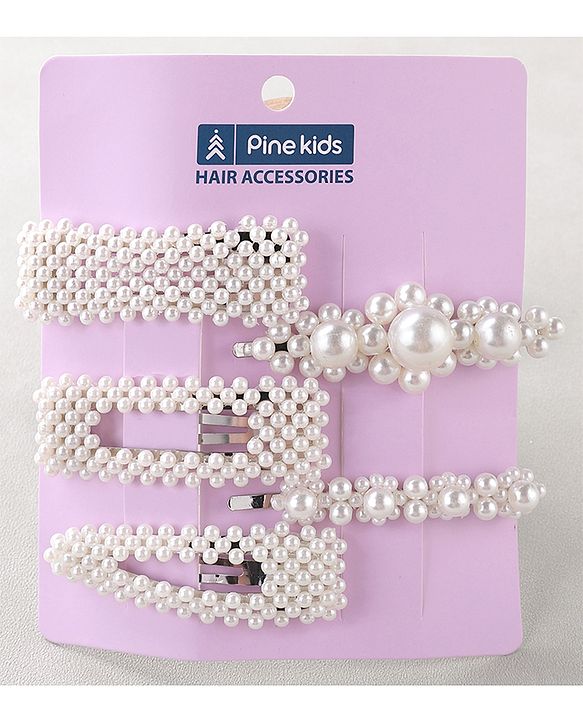 Pine Kids Hair Pins And Clips Pack of 5 - White