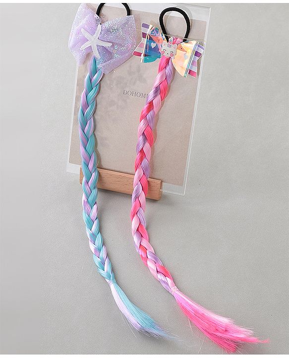 Pine Kids Hair Extensions  With Bow Applique - Muliticolor