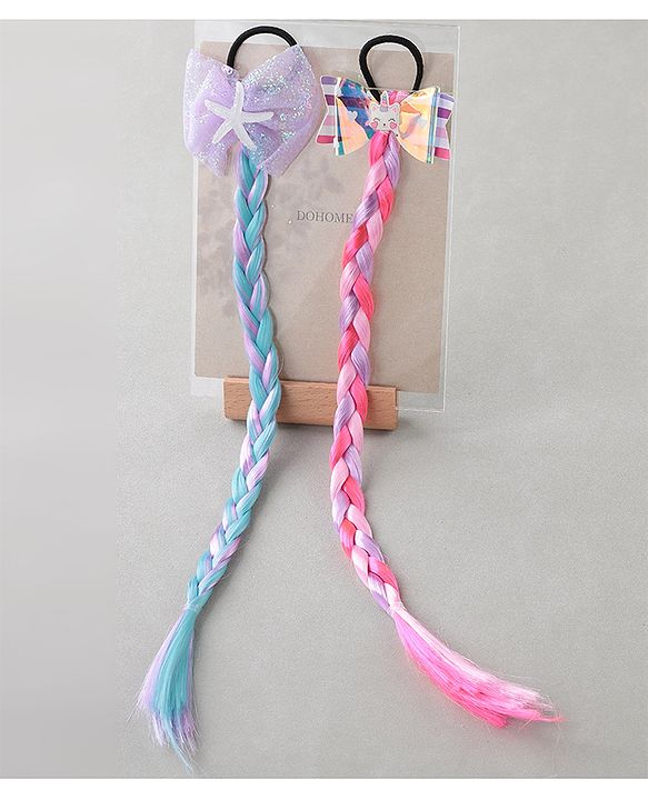 Pine Kids Hair Extensions  With Bow Applique - Muliticolor
