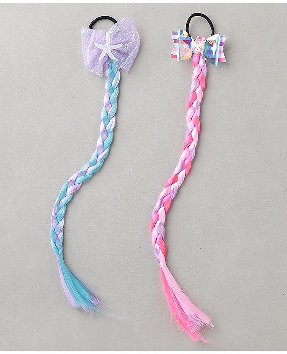 Pine Kids Hair Extensions  With Bow Applique - Muliticolor